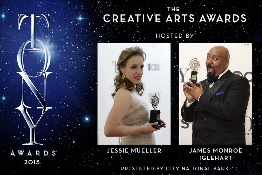 Past Tony Award-winners James Monroe Iglehart and Jessie Mueller will host the Creative Arts Tony Awards on June 7, 2015. The Creative Arts Awards are sponsored by City National Bank.
